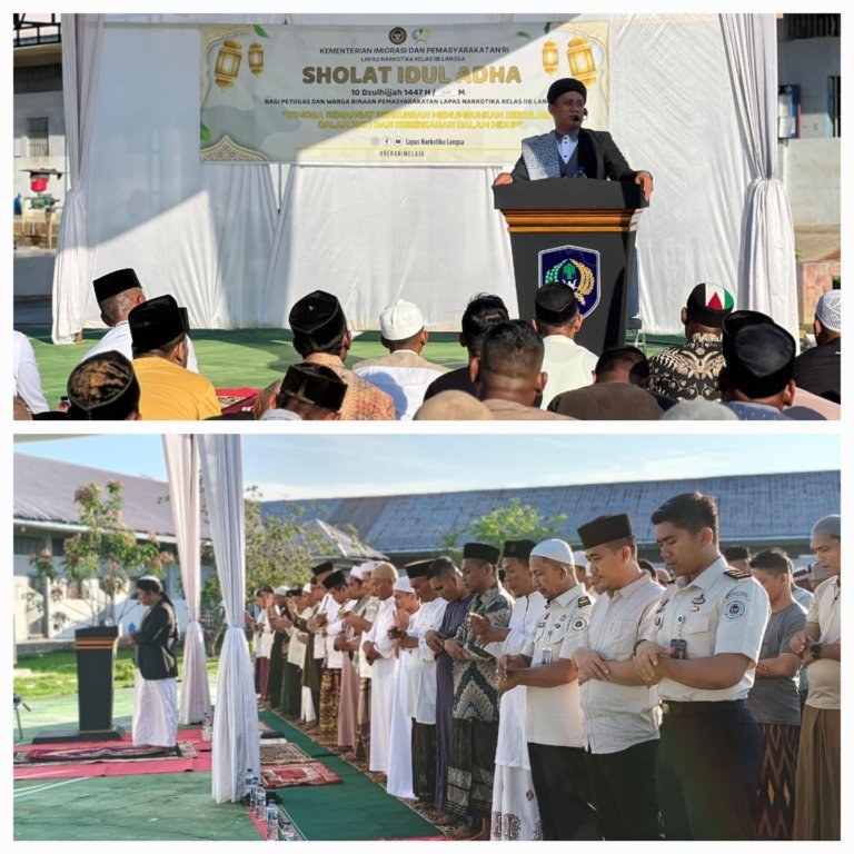 Ratusan Warga Binaan Lapas Narkotika Langsa Khusyuk Laksanakan Shalat Iduladha