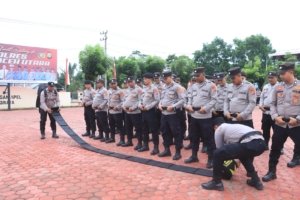 Tingkatkan Kesiapsiagaan Pengendalian Massa, Polres Aceh Utara Gelar Latihan Dalmas